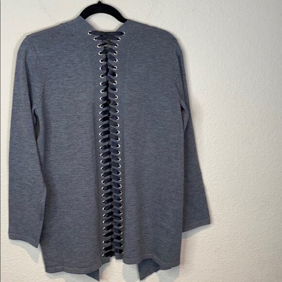 John + Jenn Collection Ribbon Lace Up  Cardigan - Picture 1 of 11